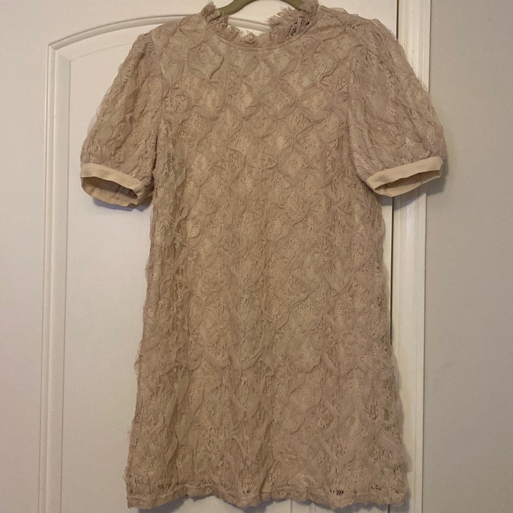 Vicidolls lace cream dress with bubble sleeves. Size medium